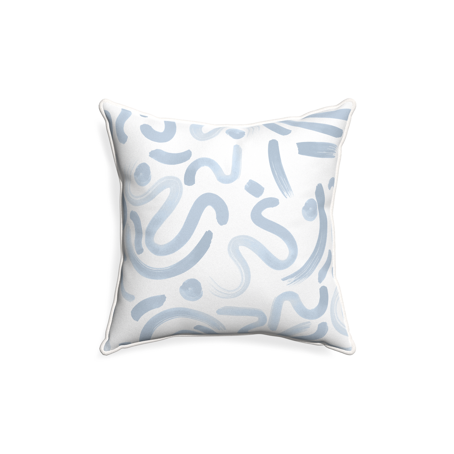 18-square hockney sky custom pillow with snow piping on white background