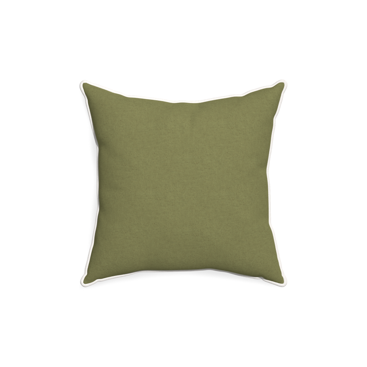 18-square moss custom moss greenpillow with snow piping on white background