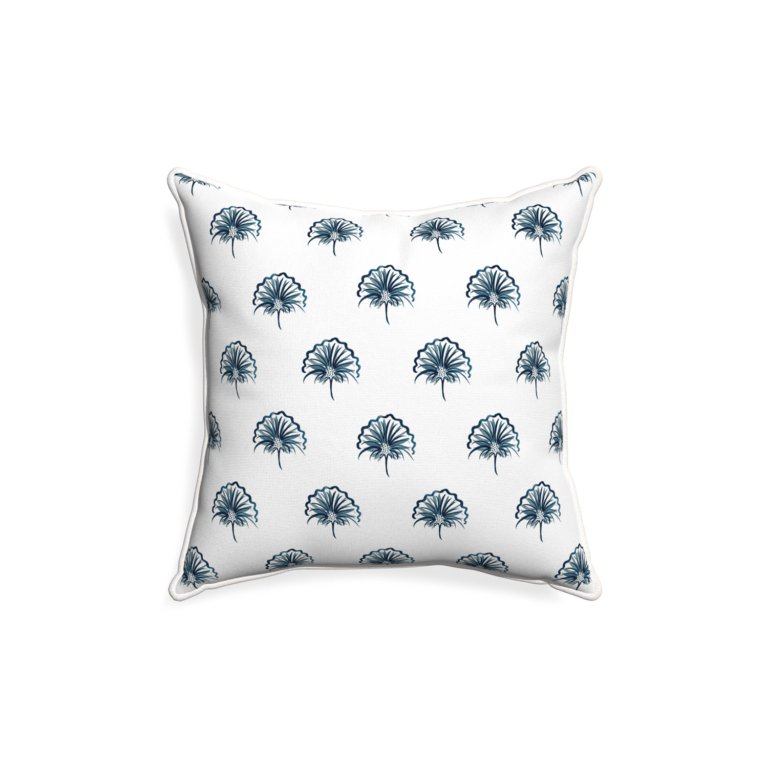 18-square penelope midnight custom floral navypillow with snow piping on white background