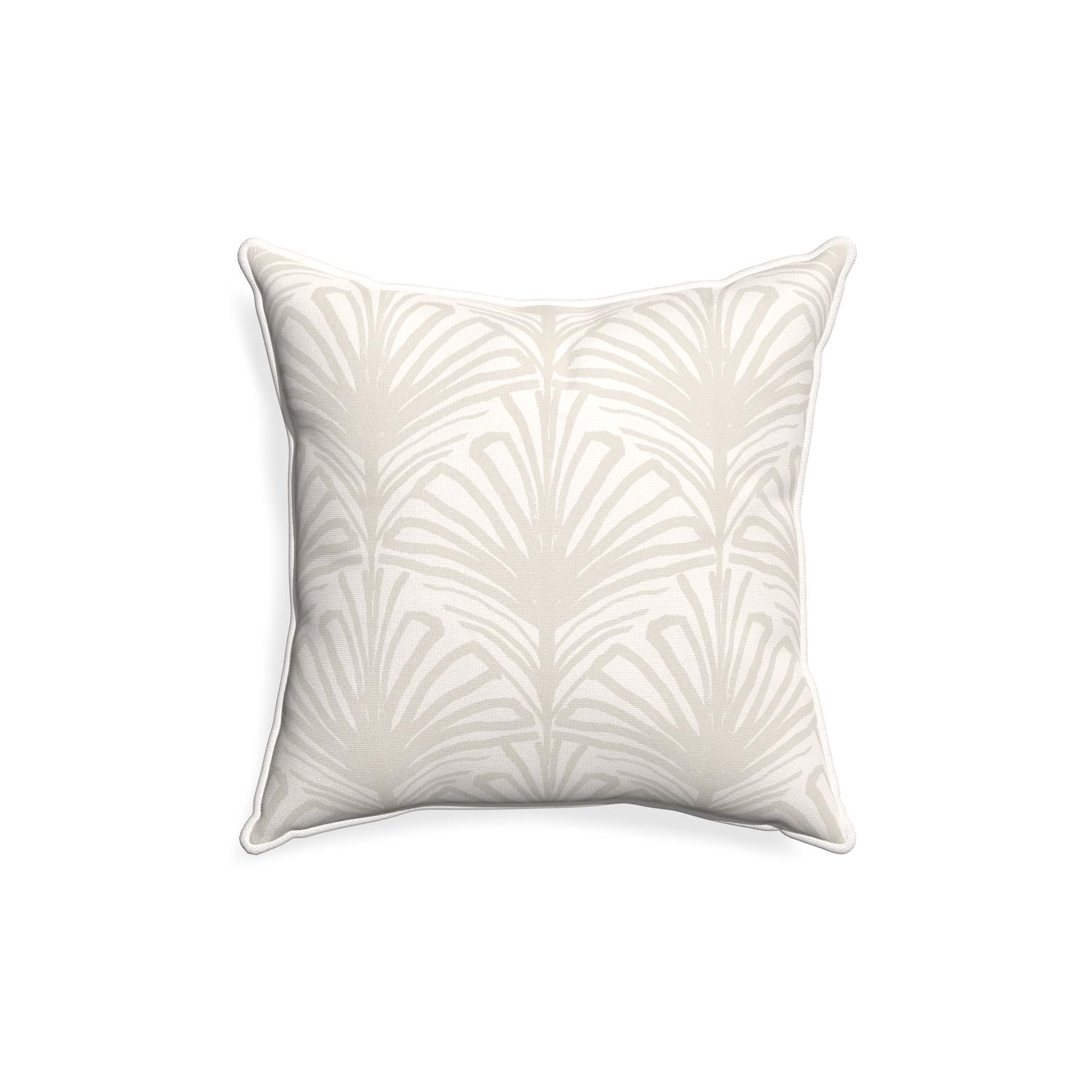 18-square suzy sand custom pillow with snow piping on white background
