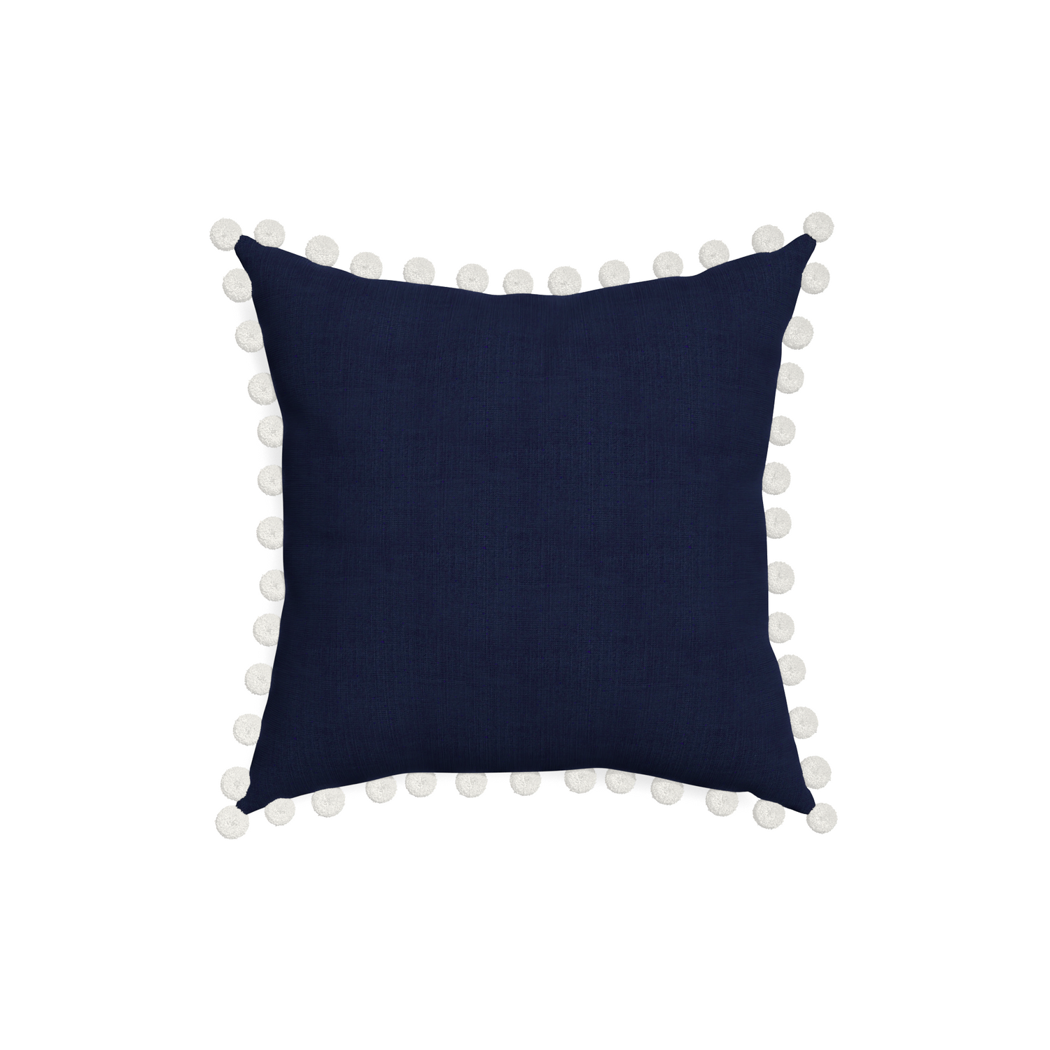 18-square midnight custom pillow with snow pom pom on white background