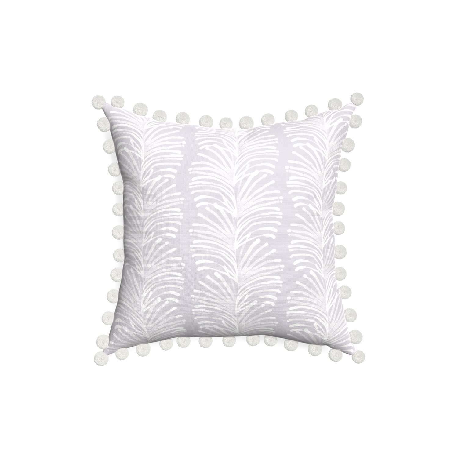 18-square emma lavender custom pillow with snow pom pom on white background