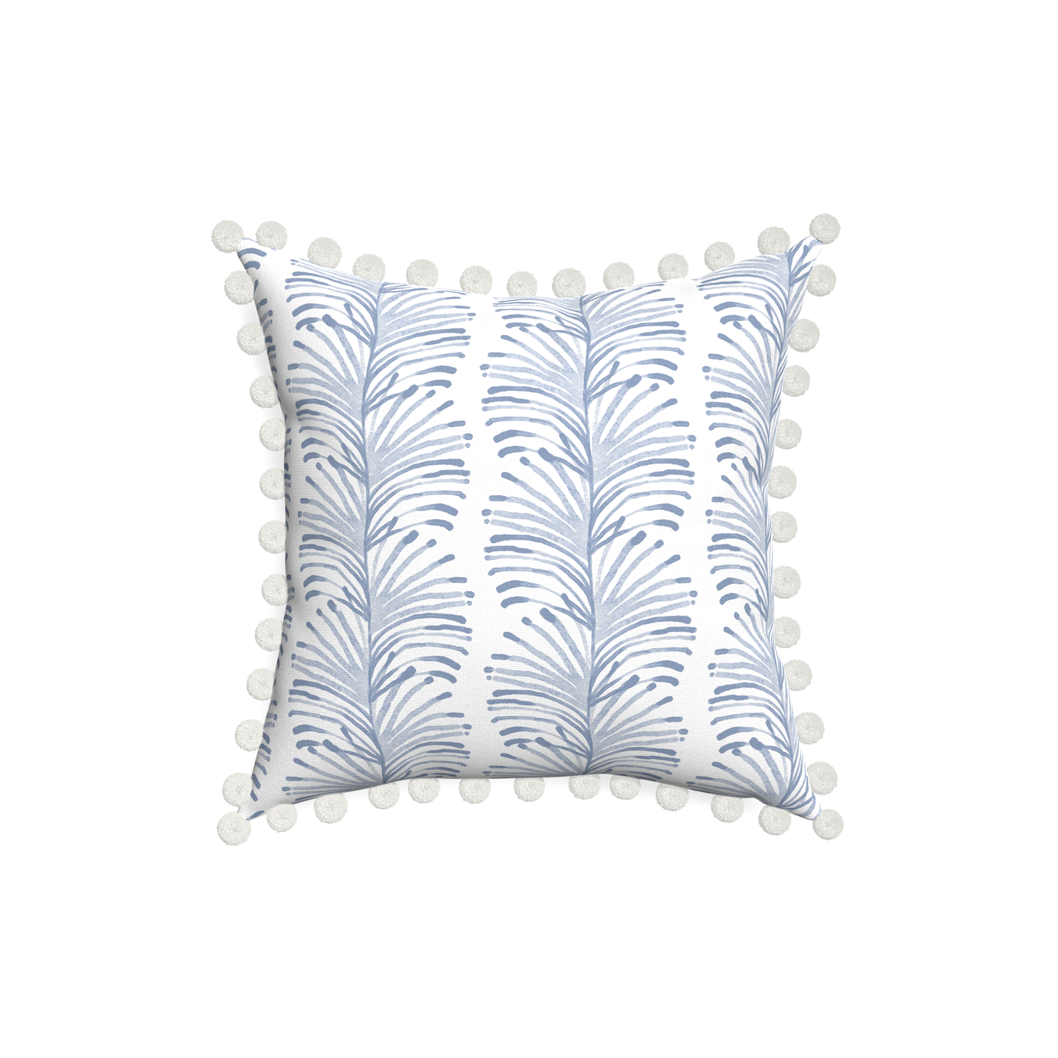 18-square emma sky custom pillow with snow pom pom on white background