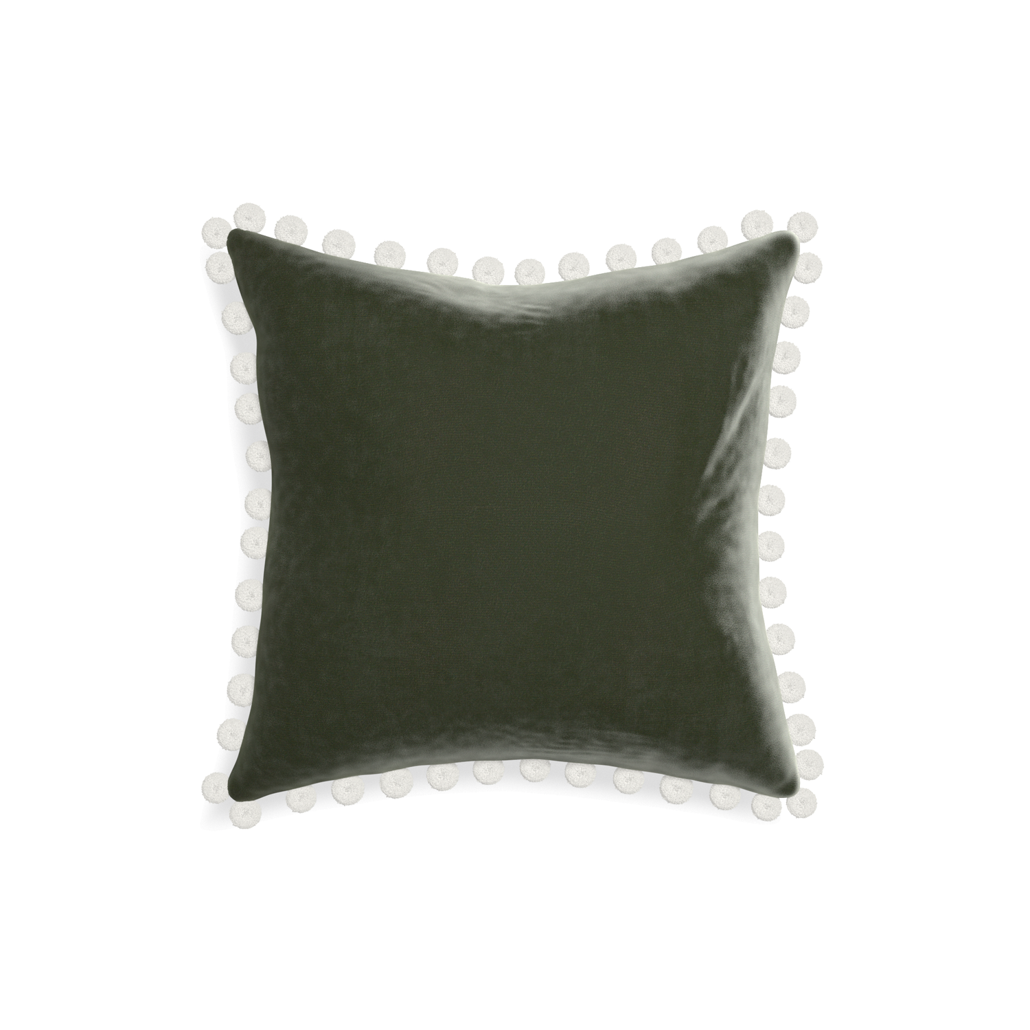 18-square fern velvet custom pillow with snow pom pom on white background
