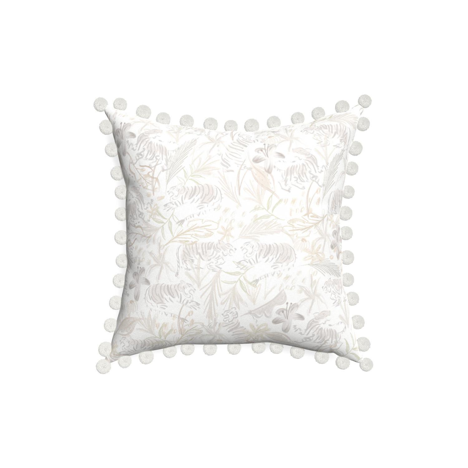 18-square frida sand custom pillow with snow pom pom on white background