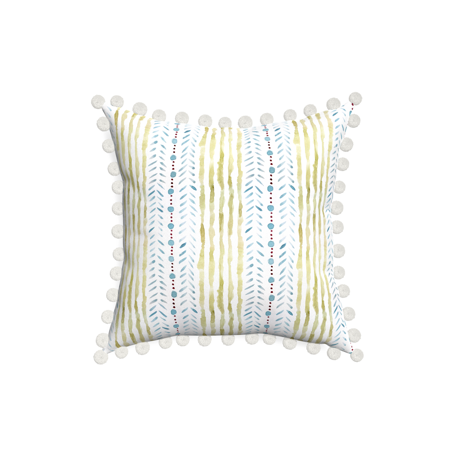 18-square julia custom pillow with snow pom pom on white background