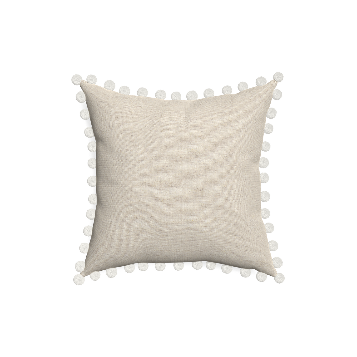 18-square oat custom light brownpillow with snow pom pom on white background