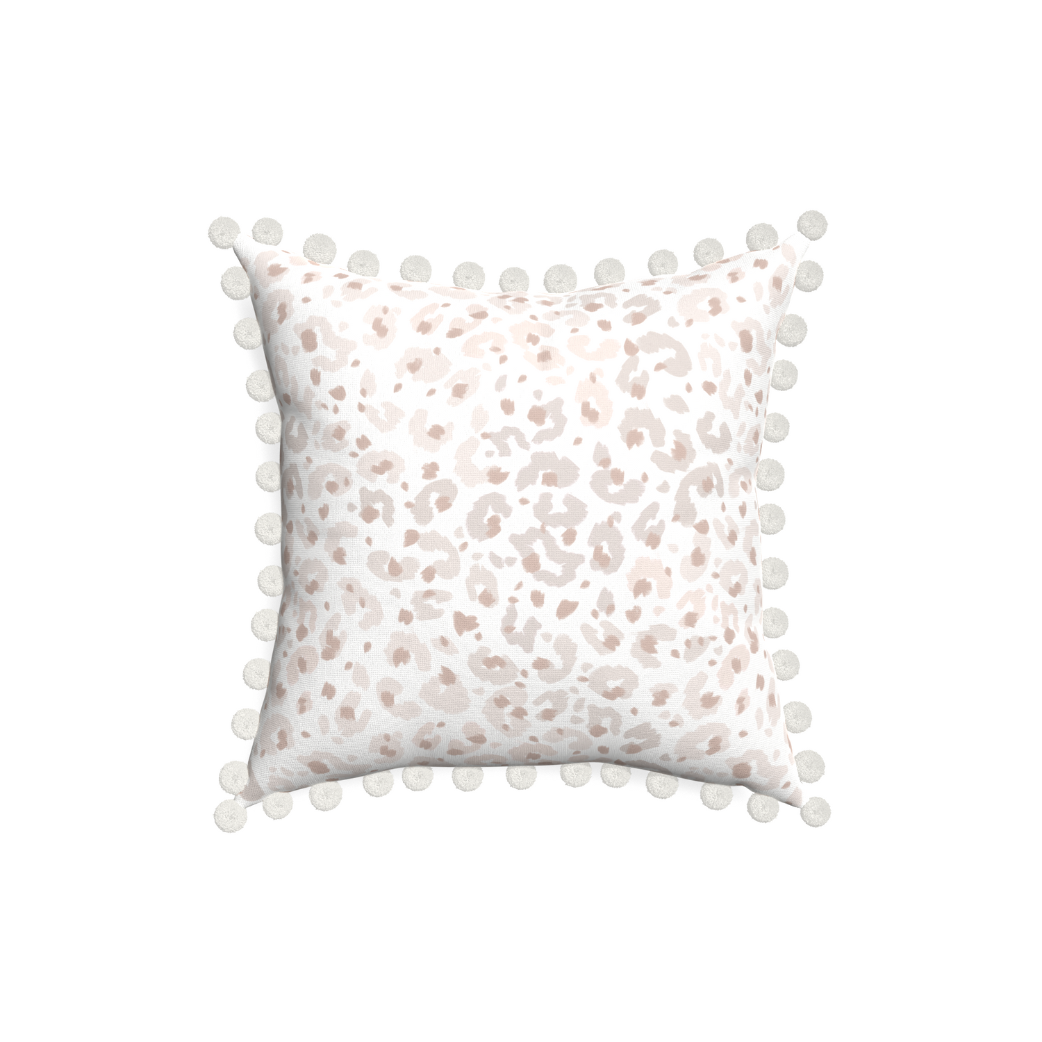 18-square rosie custom pillow with snow pom pom on white background