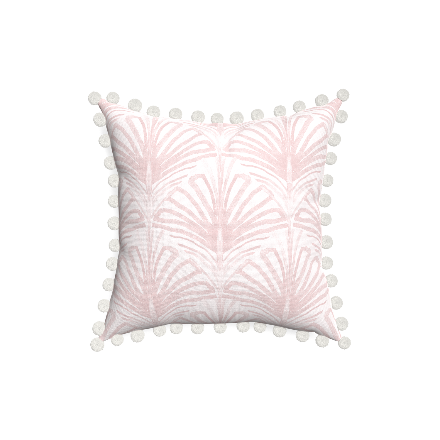 18-square suzy rose custom pillow with snow pom pom on white background