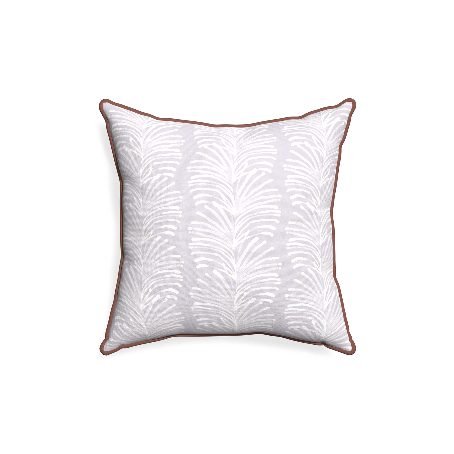 18-square emma lavender custom pillow with w piping on white background