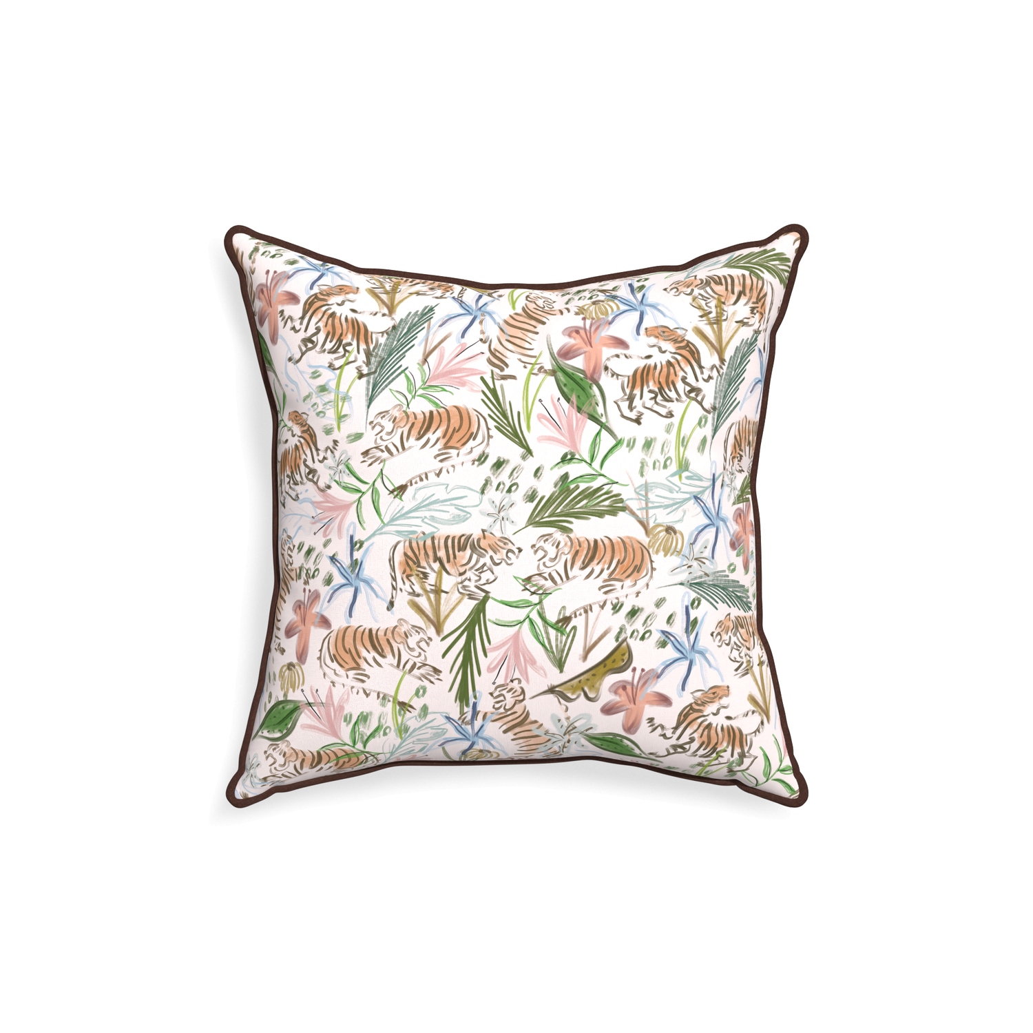 18-square frida pink custom pink chinoiserie tigerpillow with w piping on white background