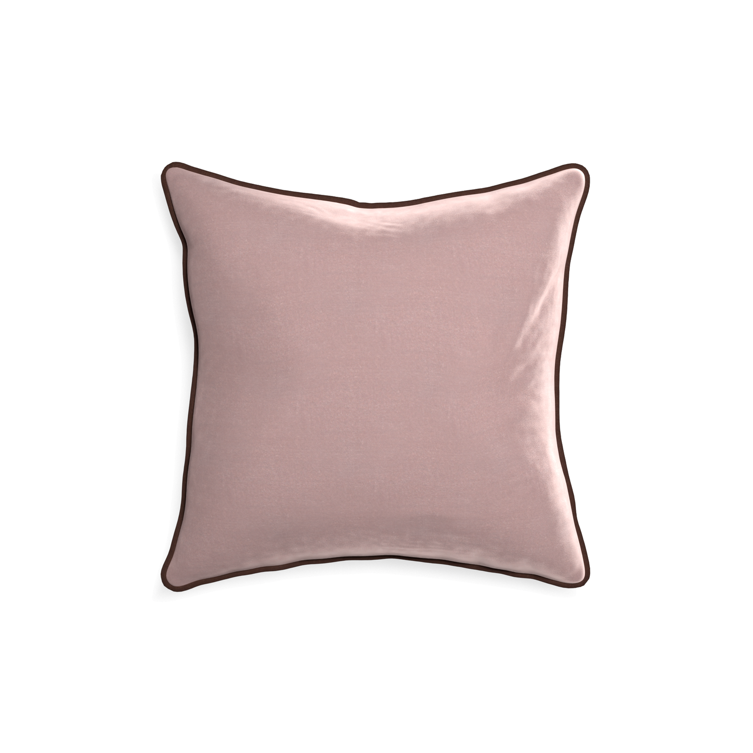 18-square mauve velvet custom pillow with w piping on white background