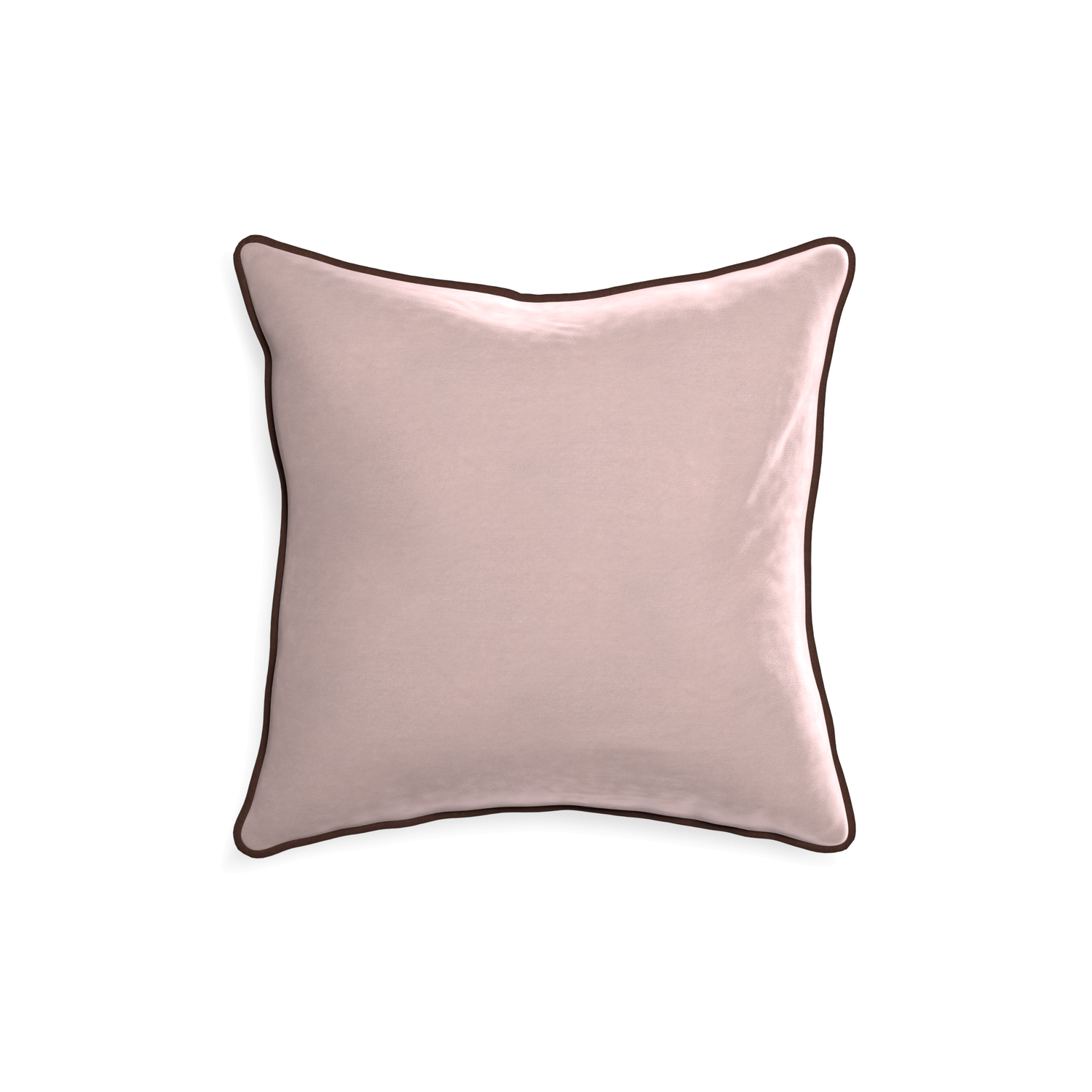 18-square rose velvet custom pillow with w piping on white background