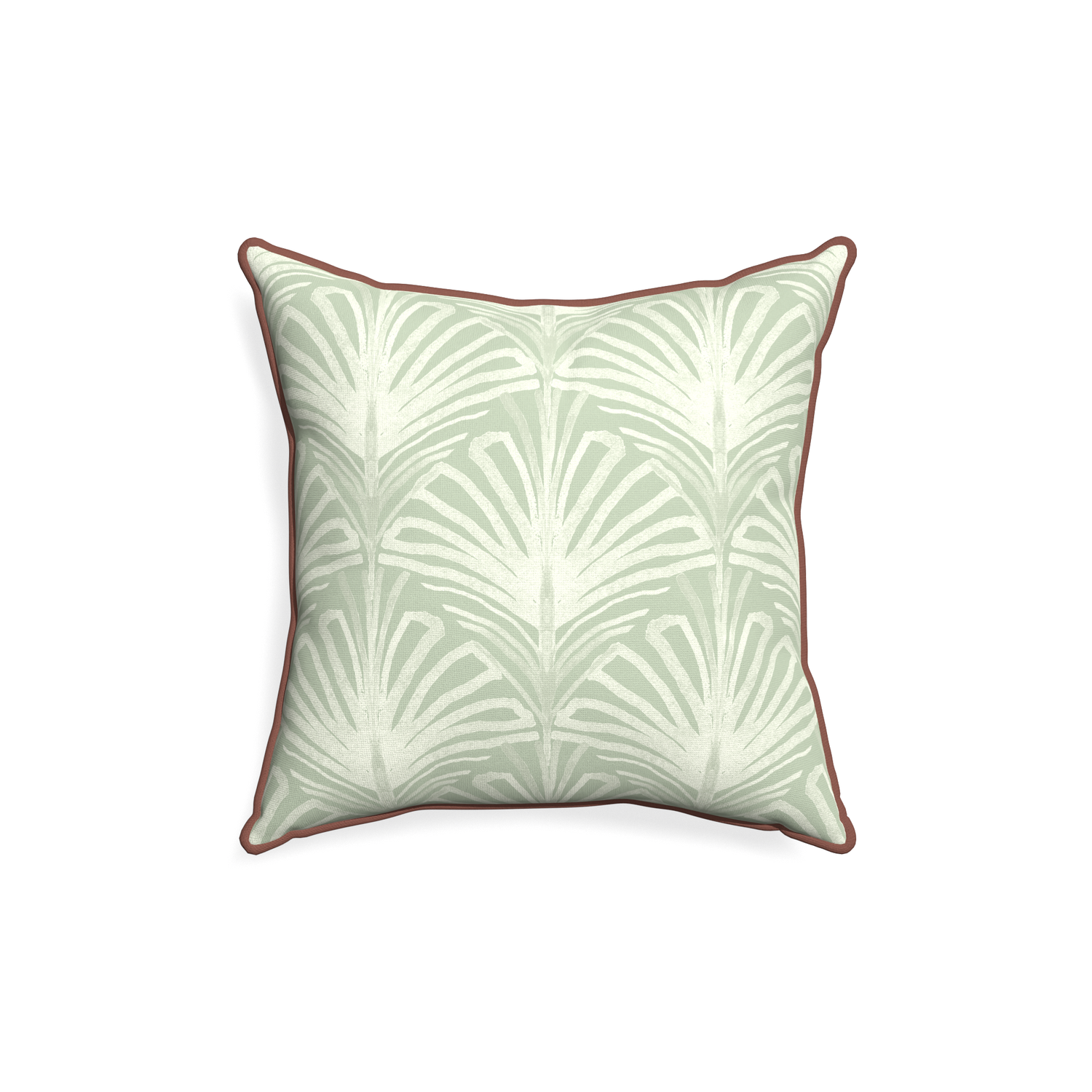 18-square suzy sage custom pillow with w piping on white background