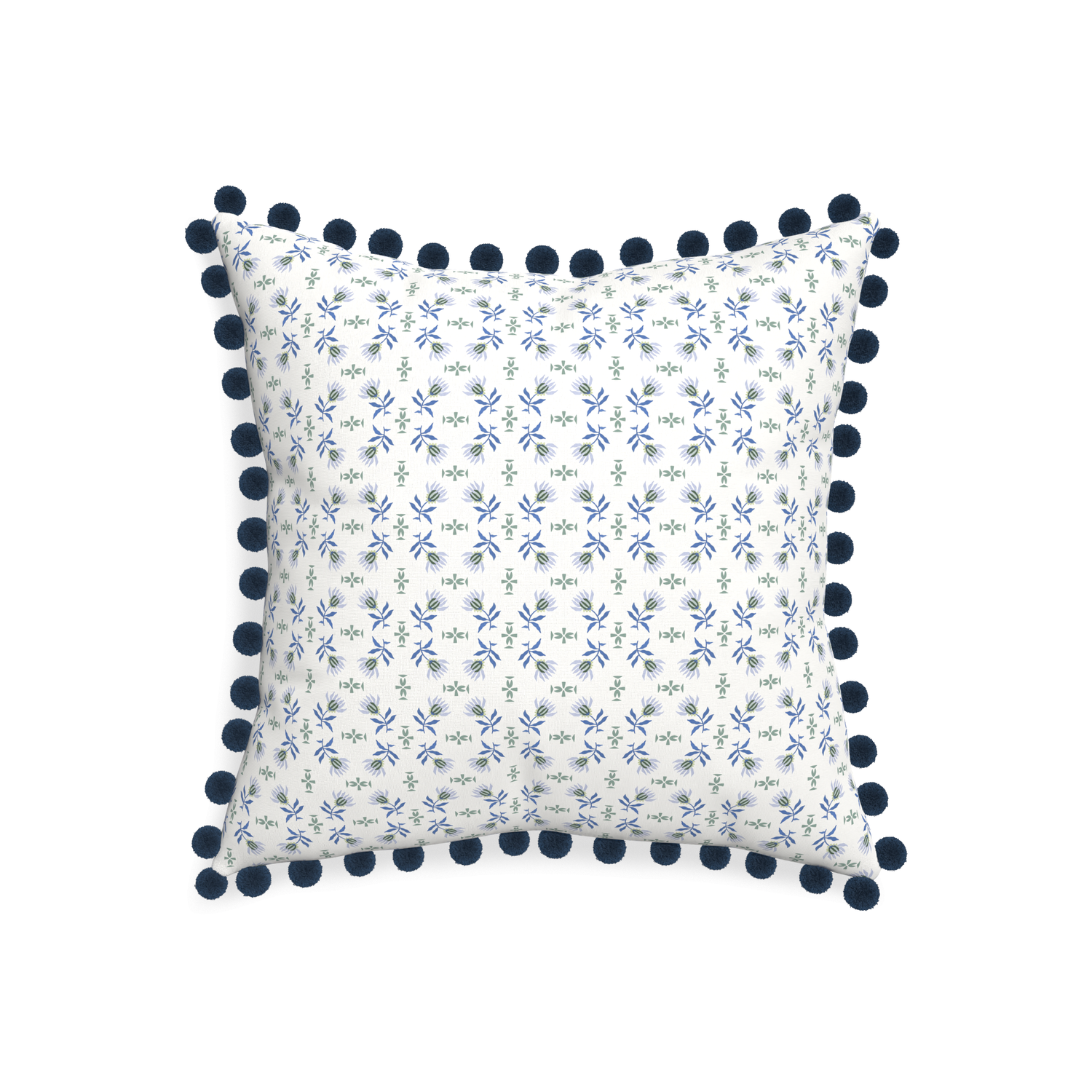 20-square lee custom blue & green floralpillow with c on white background