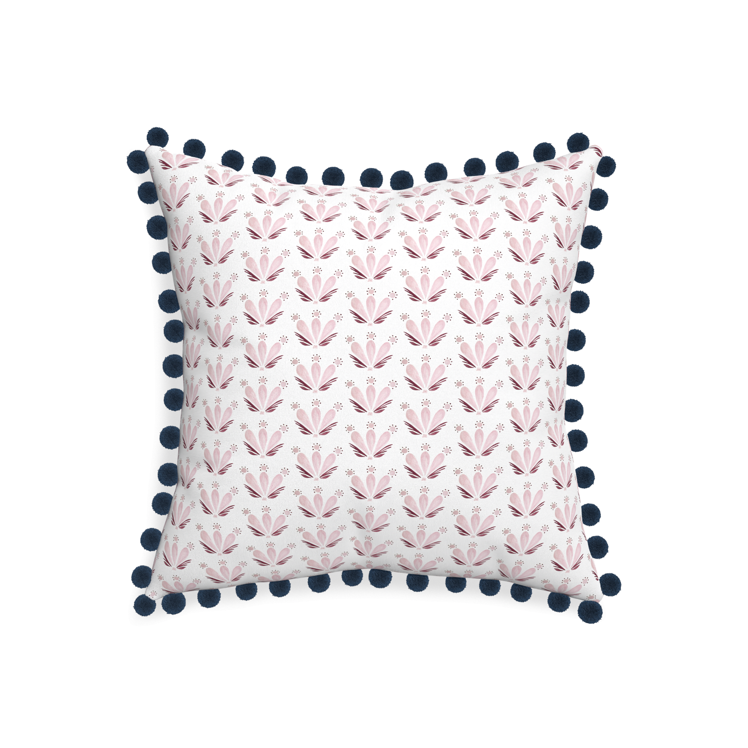 20-square serena pink custom pink & burgundy drop repeat floralpillow with c on white background