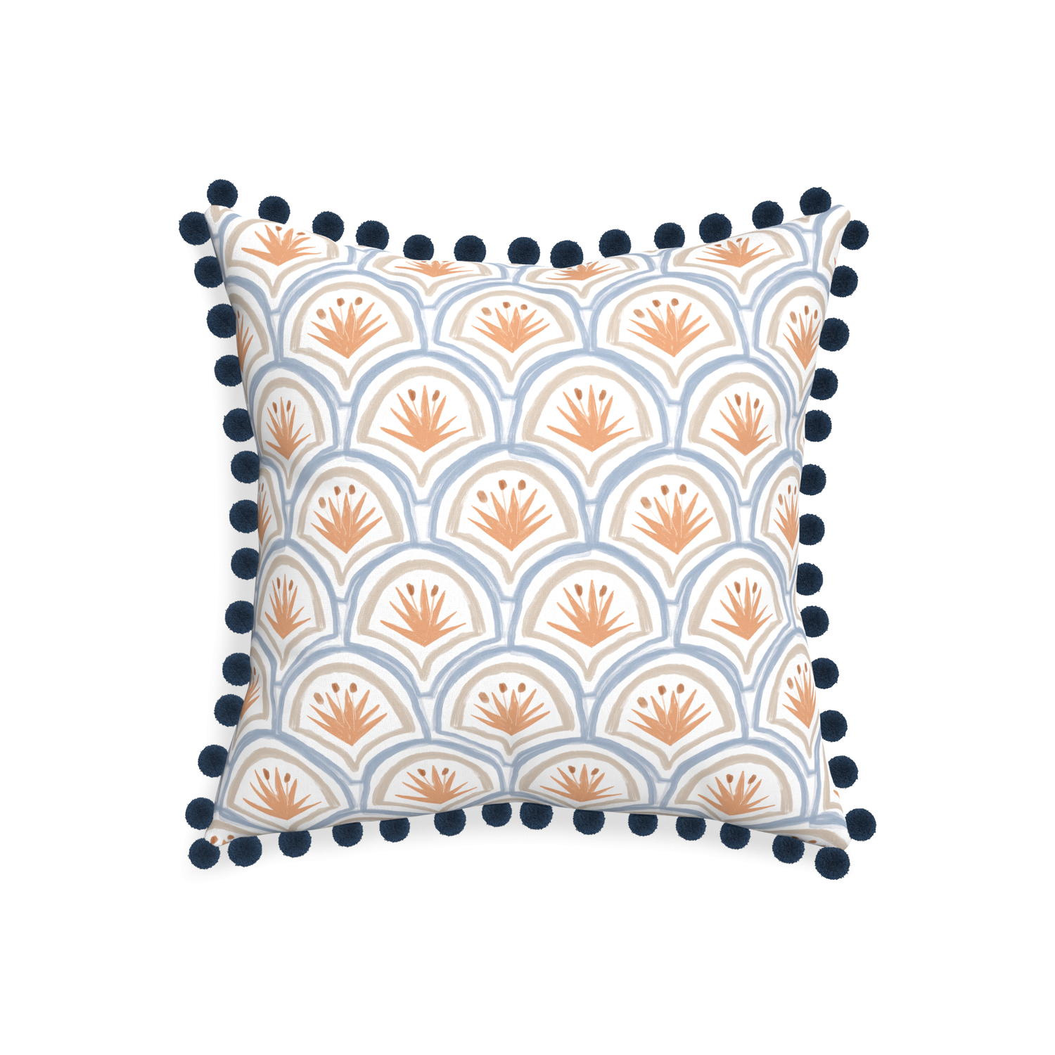 20-square thatcher apricot custom art deco palm patternpillow with c on white background