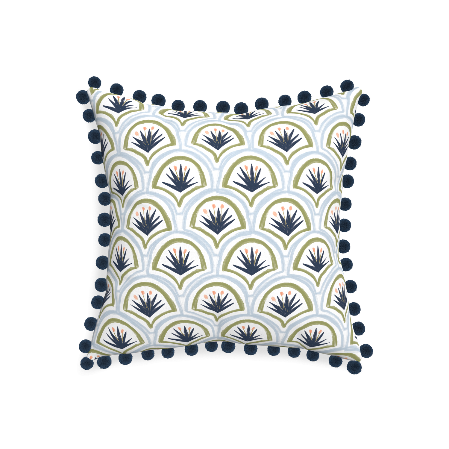 20-square thatcher midnight custom art deco palm patternpillow with c on white background