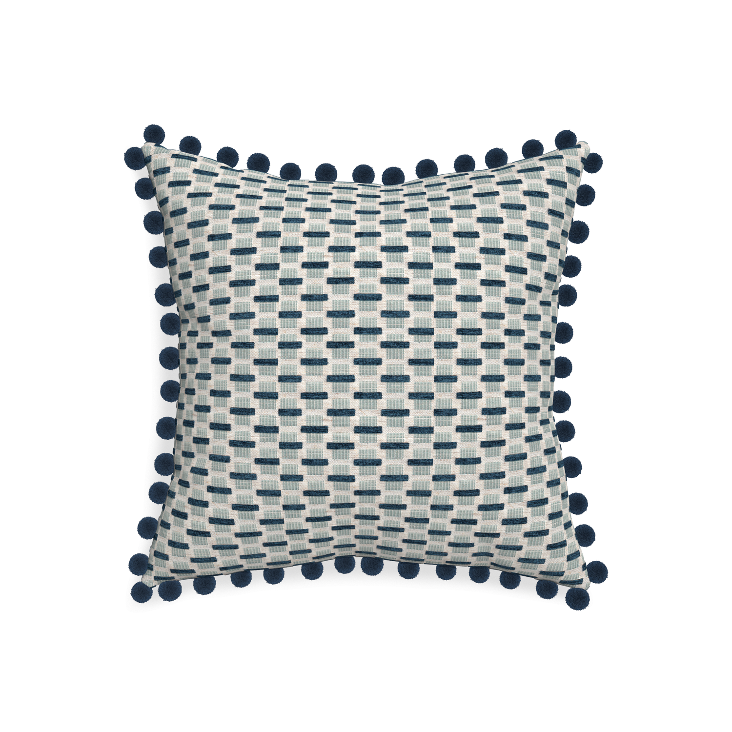 20-square willow amalfi custom blue geometric chenillepillow with c on white background