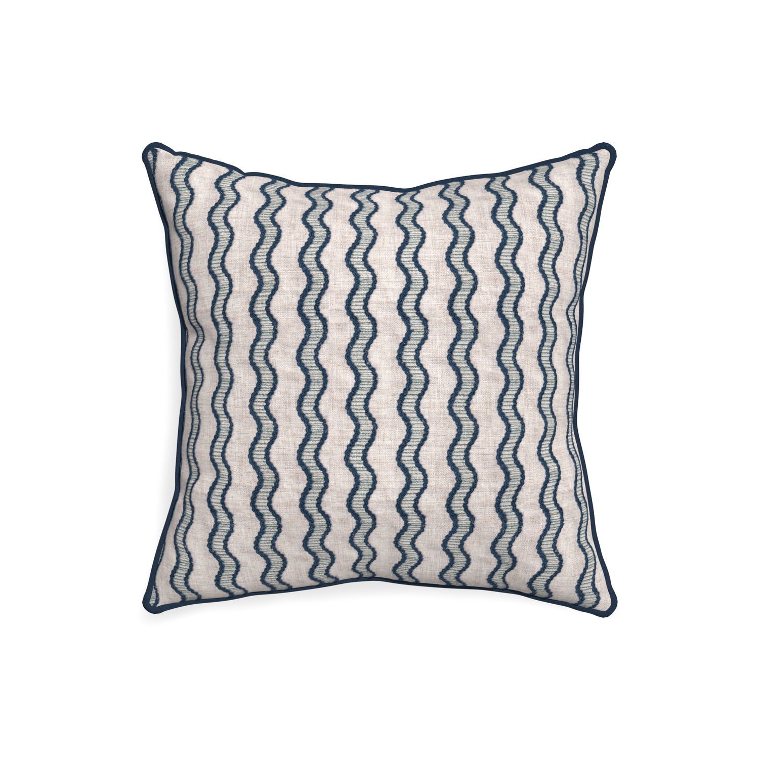 20-square beatrice custom embroidered wavepillow with c piping on white background