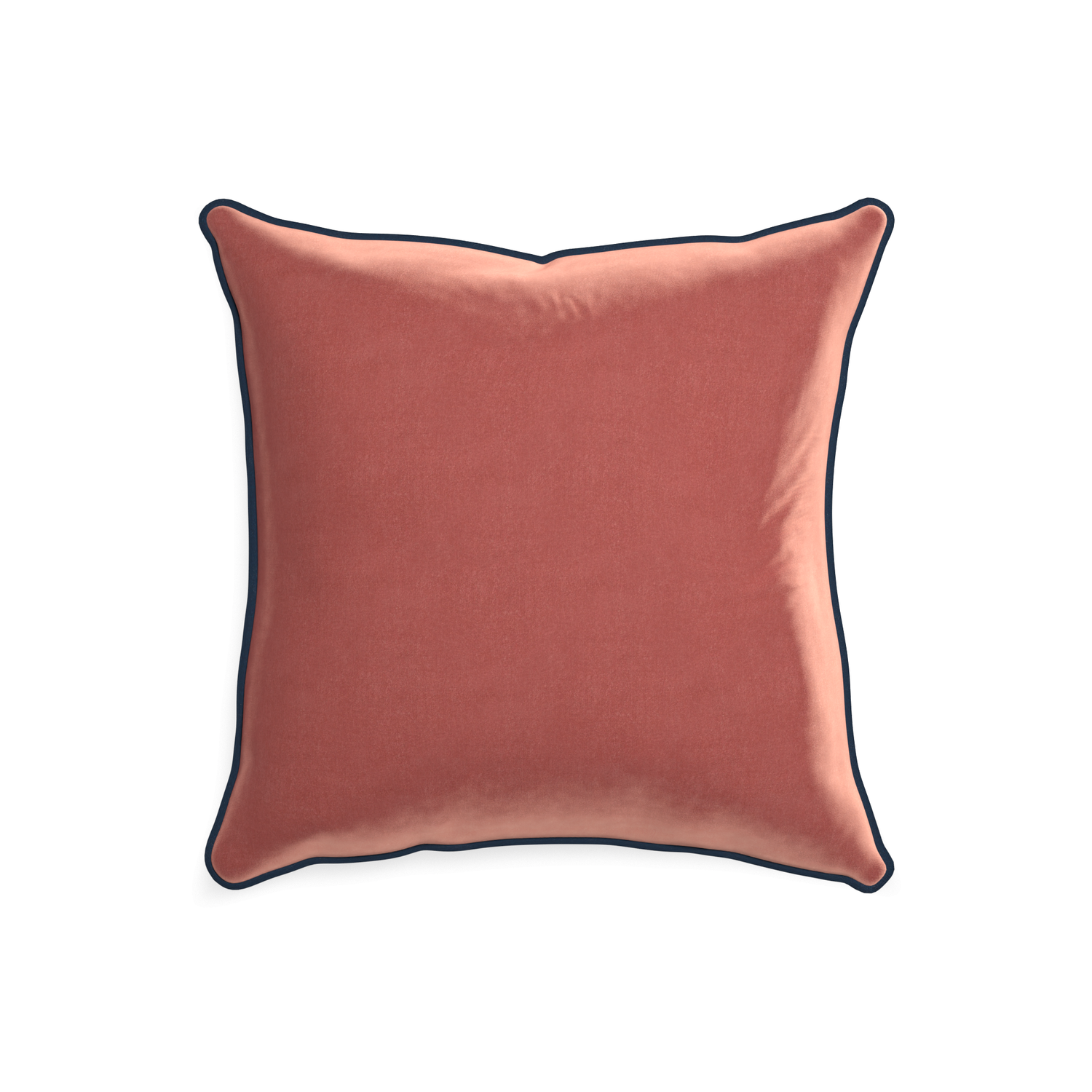 20-square cosmo velvet custom coralpillow with c piping on white background
