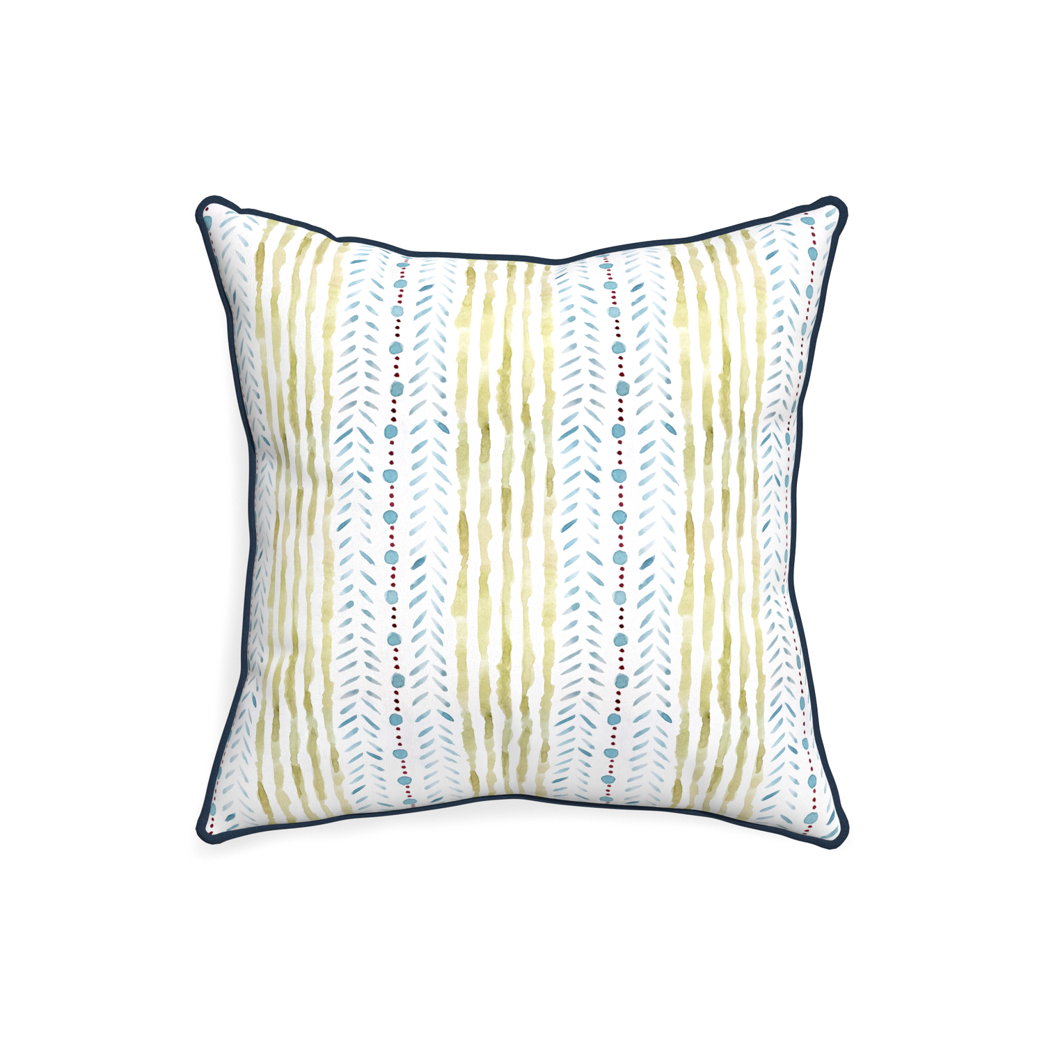 20-square julia custom blue & green stripedpillow with c piping on white background