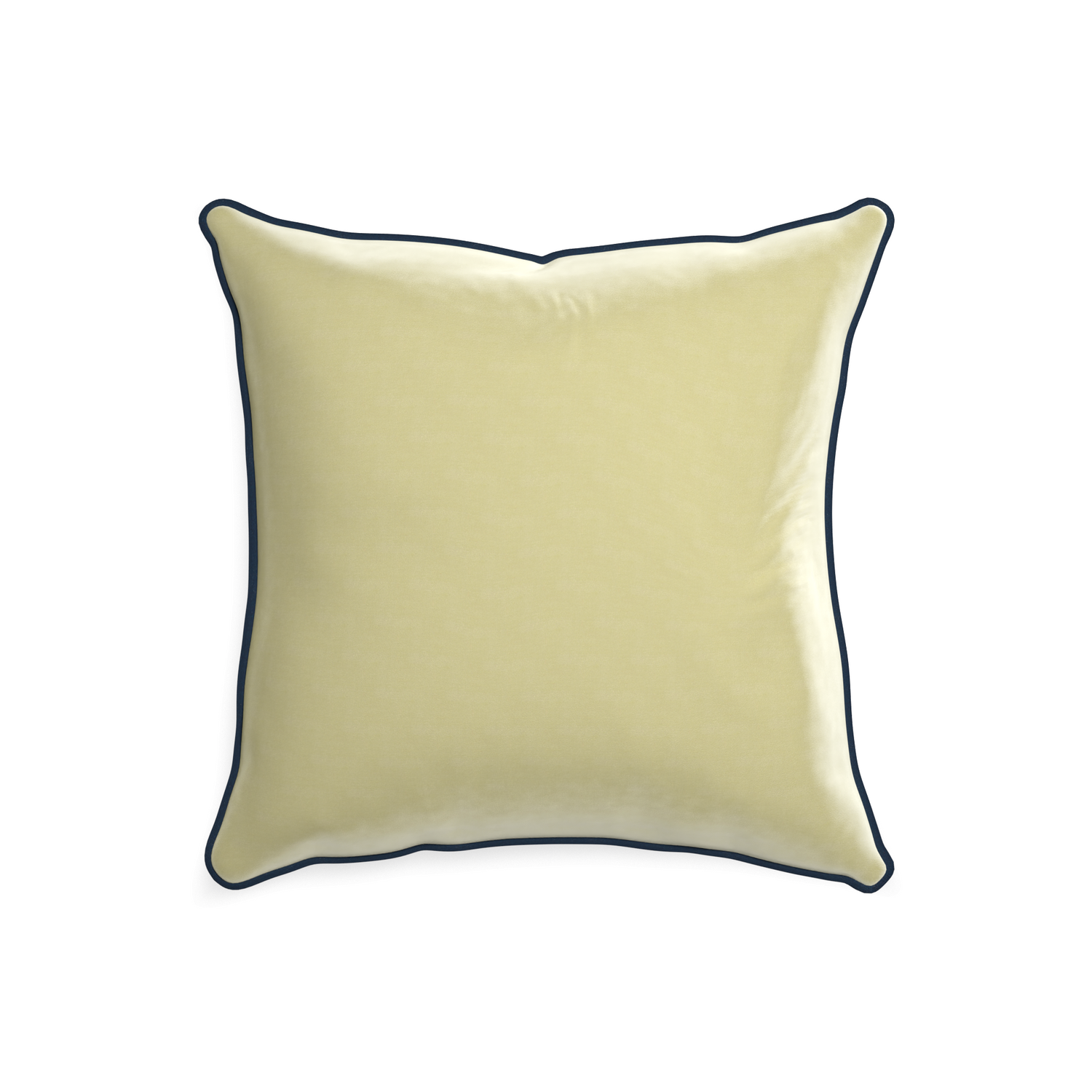 20-square pear velvet custom light greenpillow with c piping on white background