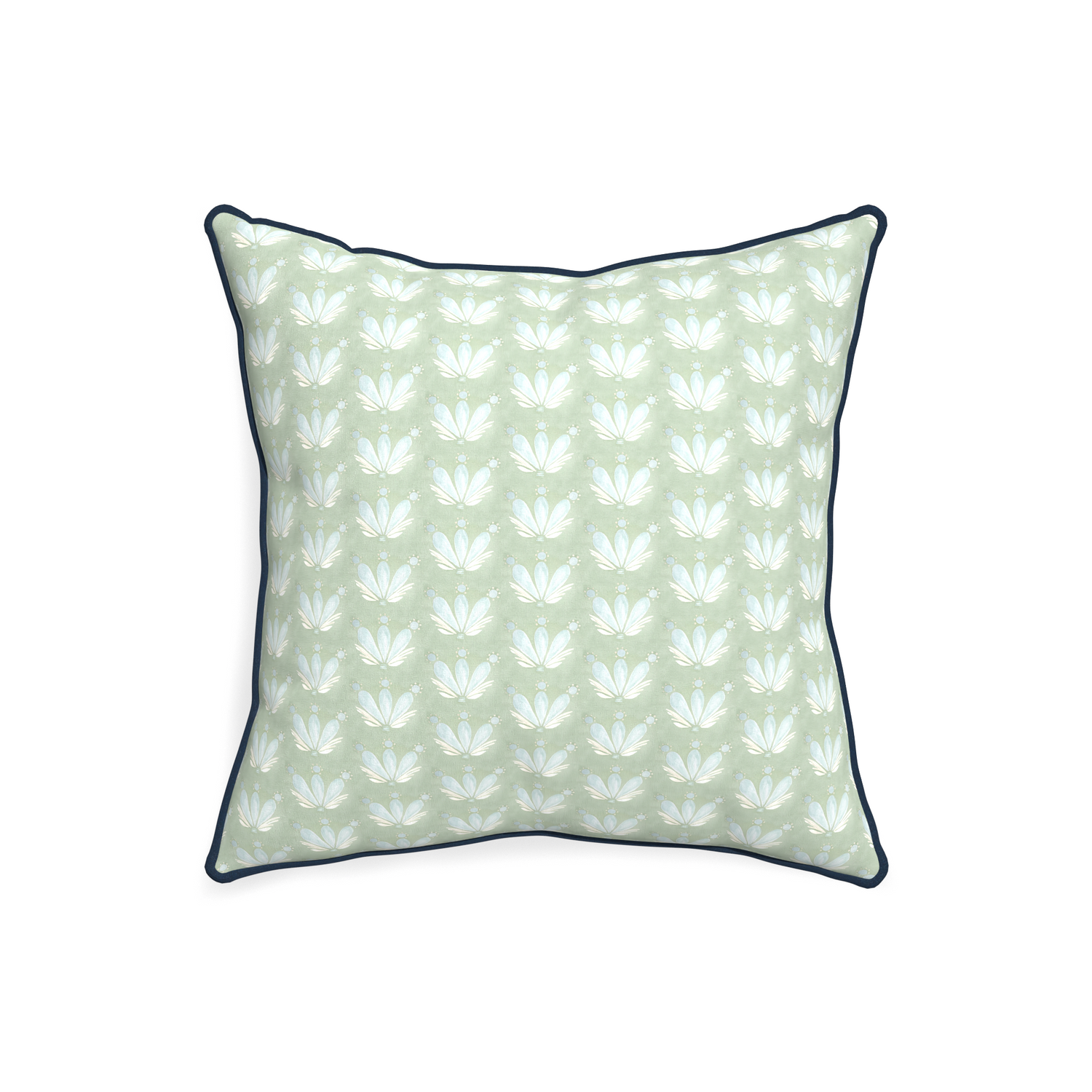 20-square serena sea salt custom blue & green floral drop repeatpillow with c piping on white background