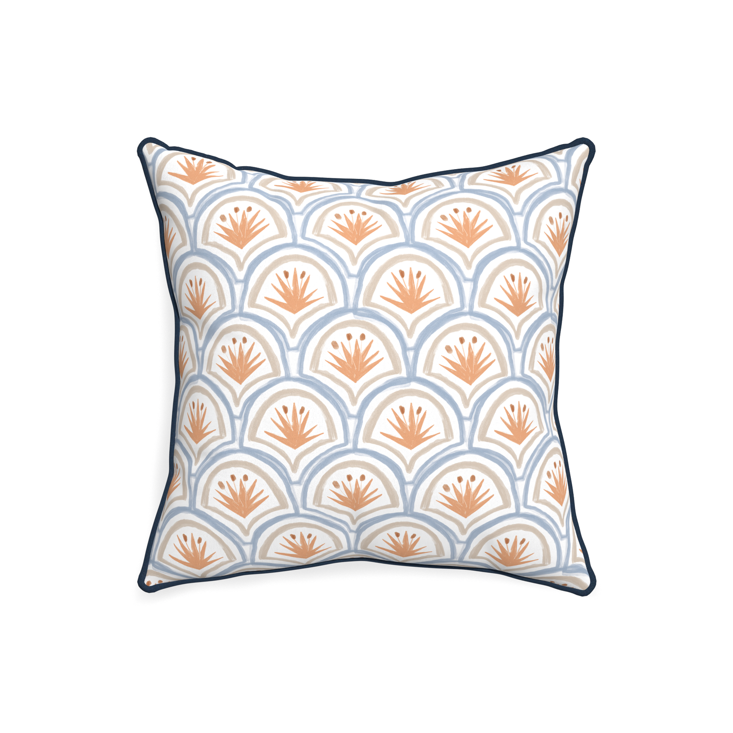 20-square thatcher apricot custom art deco palm patternpillow with c piping on white background