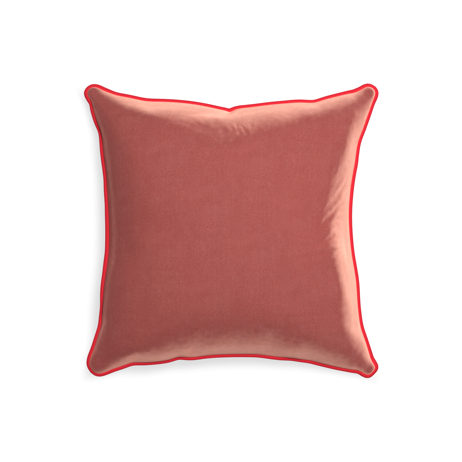 20-square cosmo velvet custom pillow with cherry piping on white background
