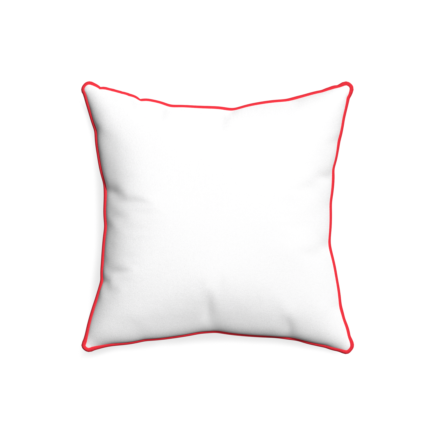 20-square snow custom pillow with cherry piping on white background
