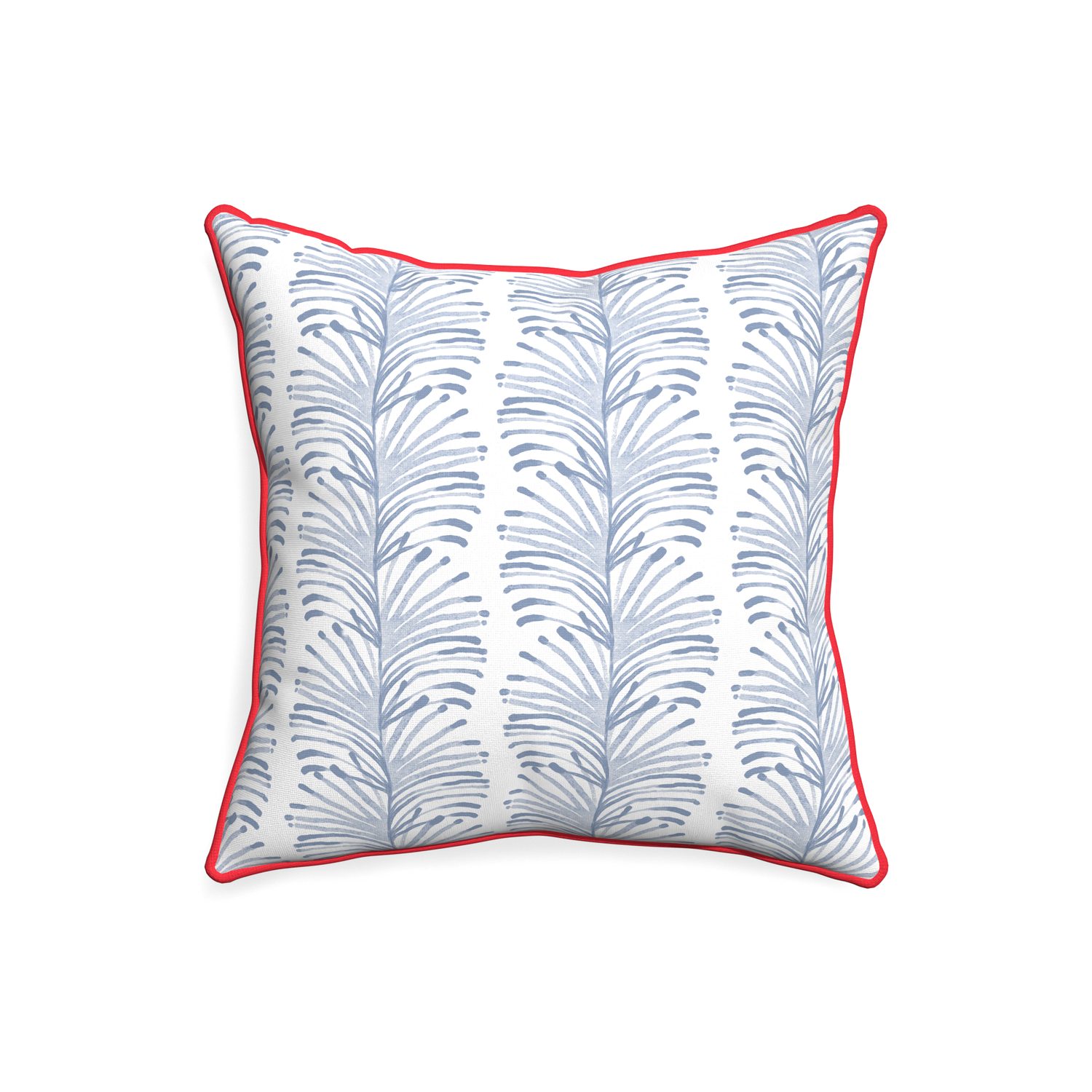 20-square emma sky custom pillow with cherry piping on white background