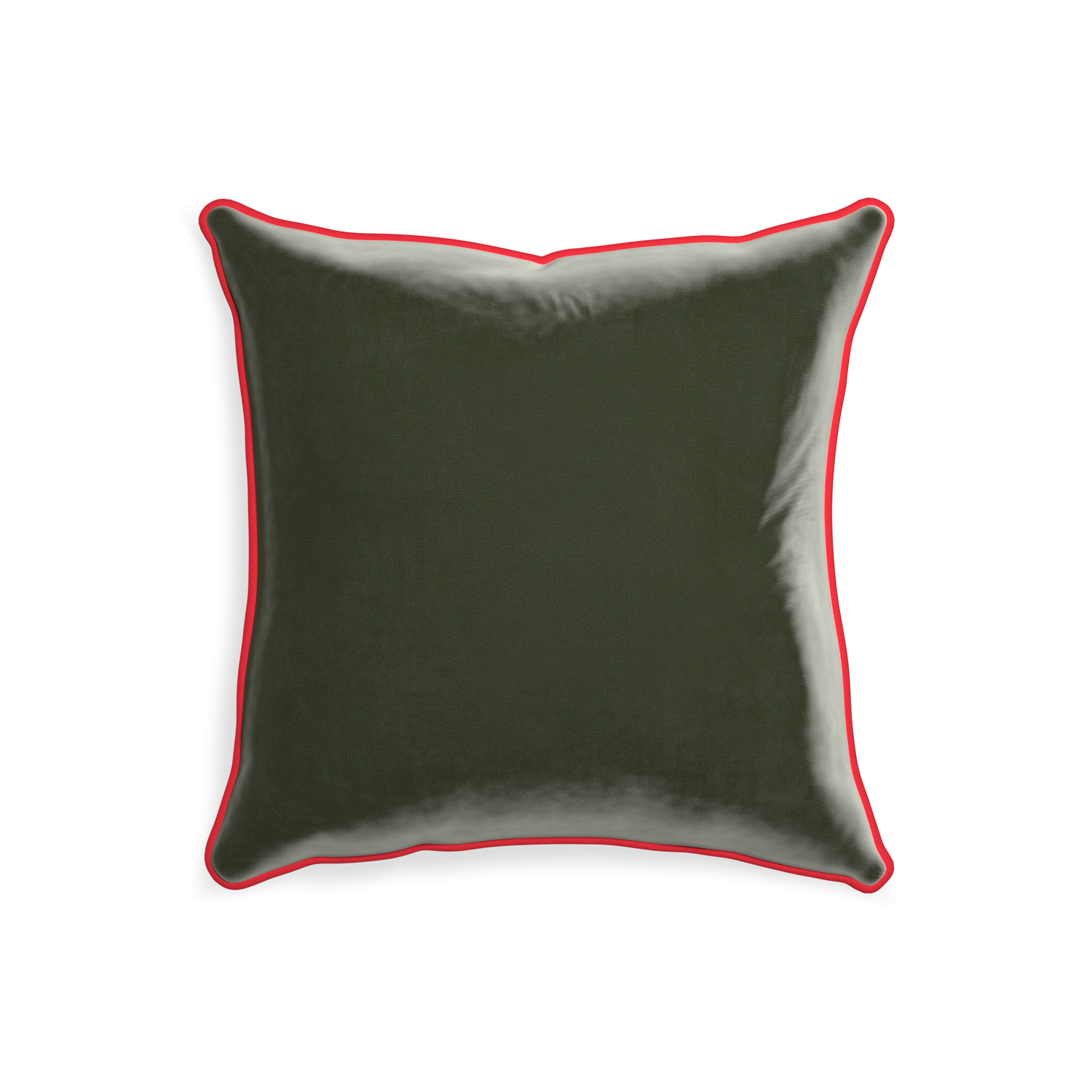 20-square fern velvet custom pillow with cherry piping on white background