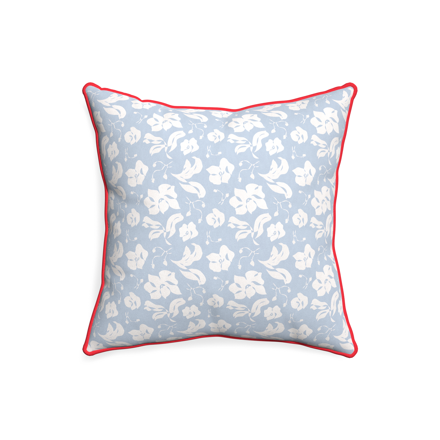 20-square georgia custom cornflower blue floralpillow with cherry piping on white background