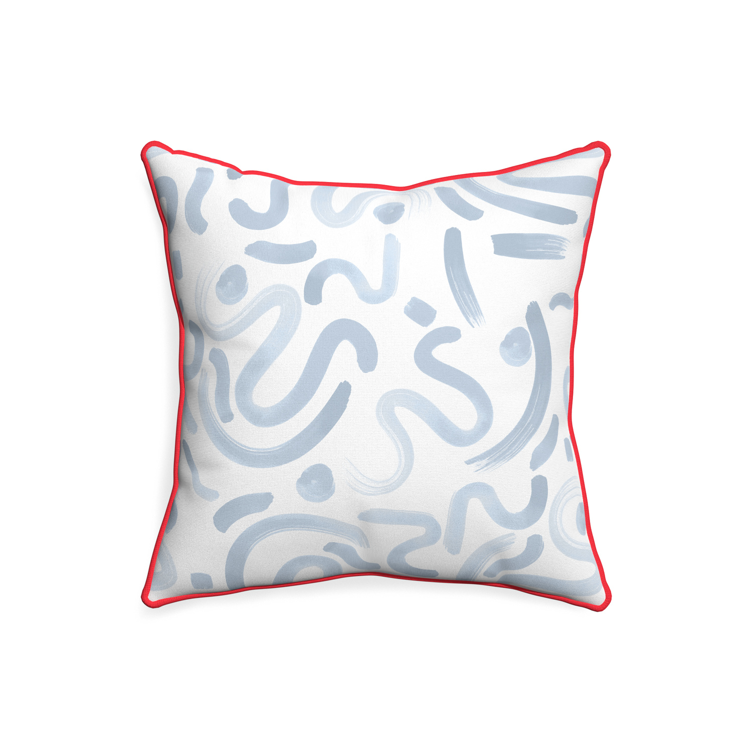 20-square hockney sky custom pillow with cherry piping on white background