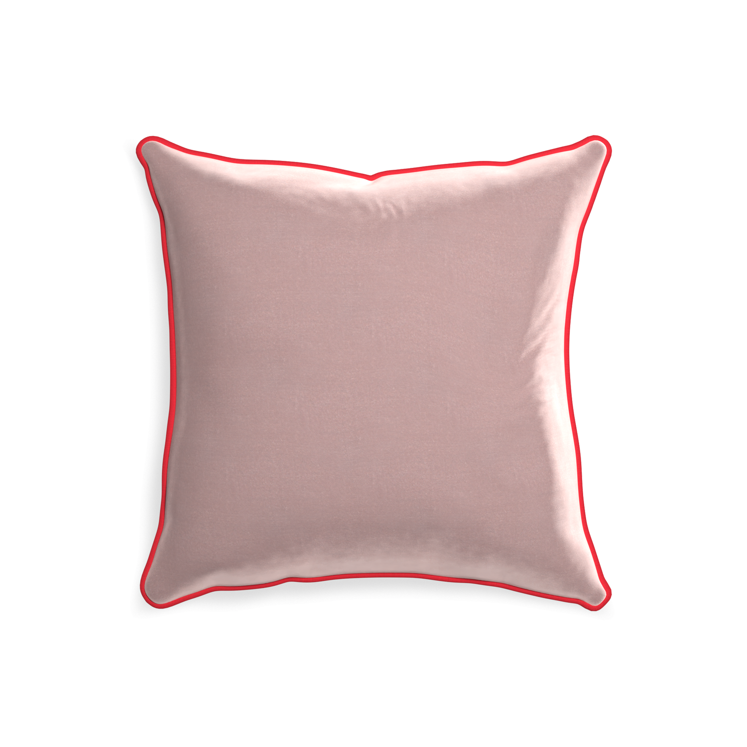 20-square mauve velvet custom pillow with cherry piping on white background