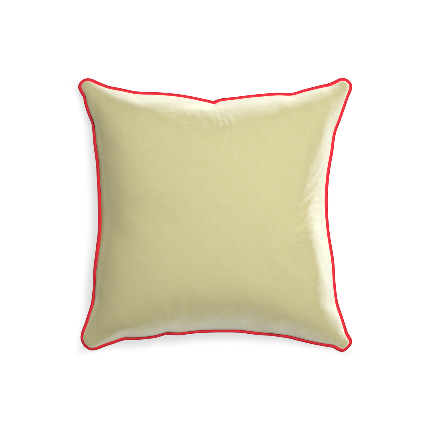 20-square pear velvet custom pillow with cherry piping on white background
