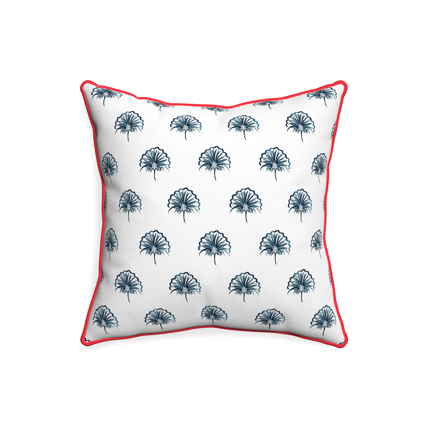 20-square penelope midnight custom pillow with cherry piping on white background