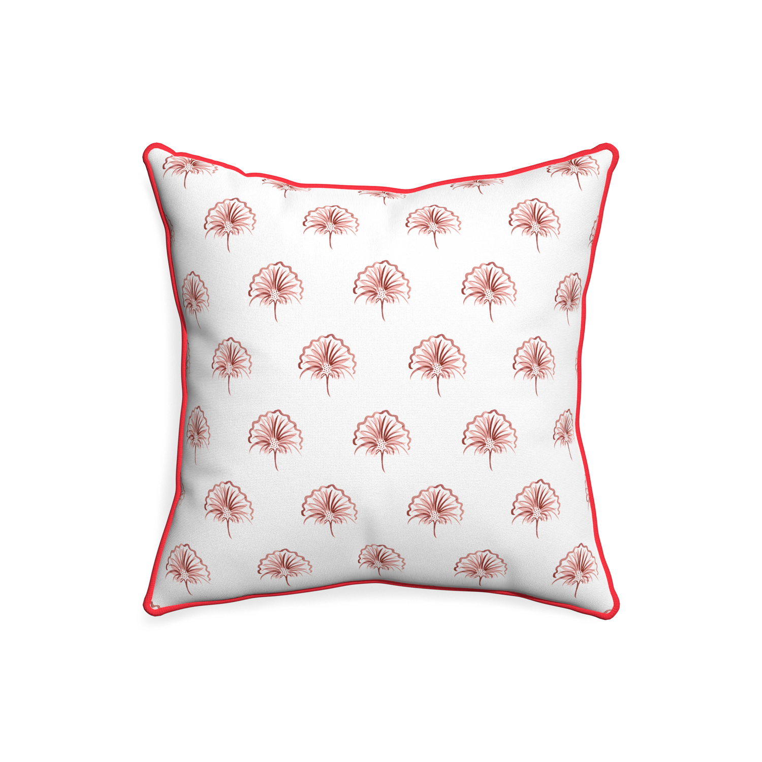 20-square penelope rose custom pillow with cherry piping on white background