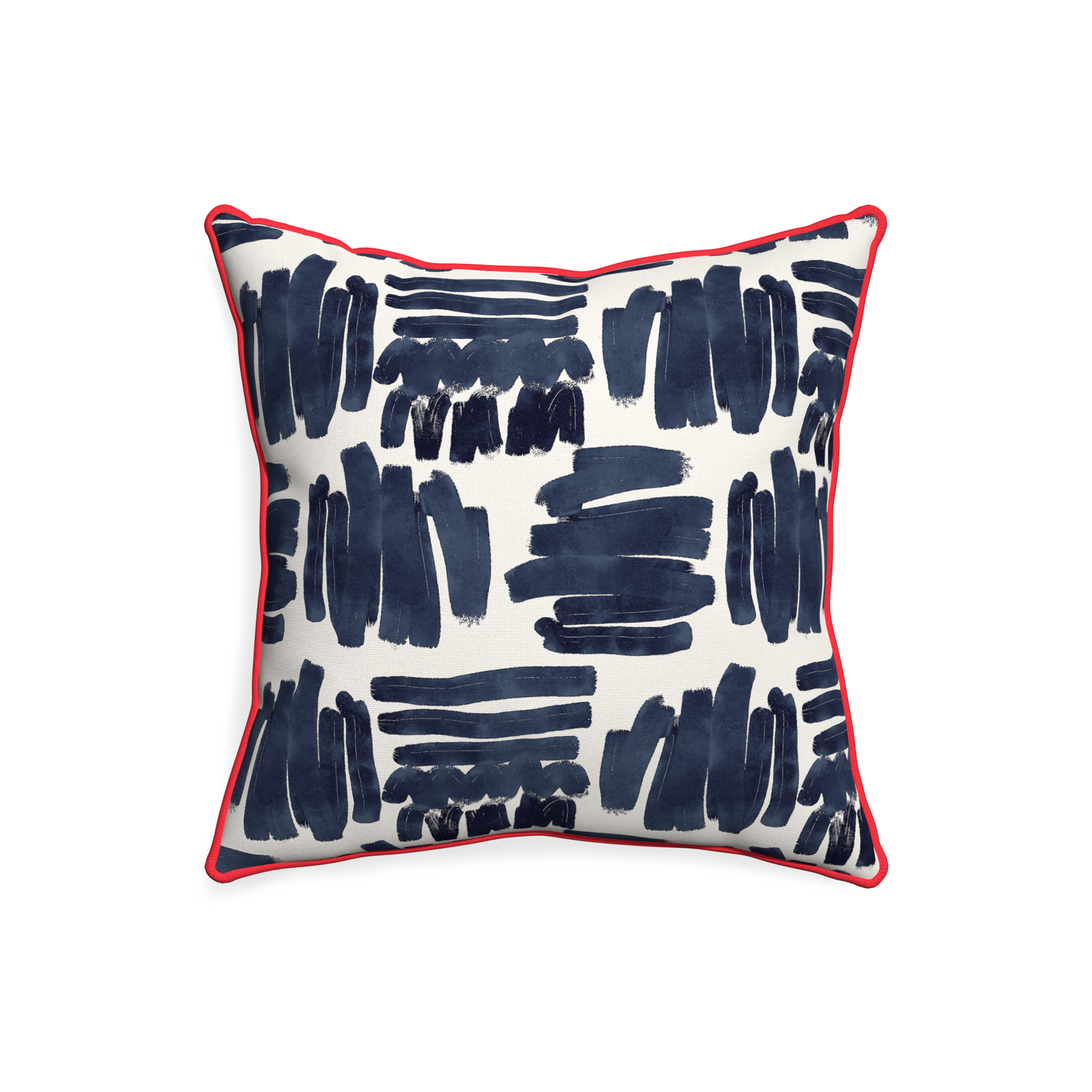 20-square warby custom pillow with cherry piping on white background