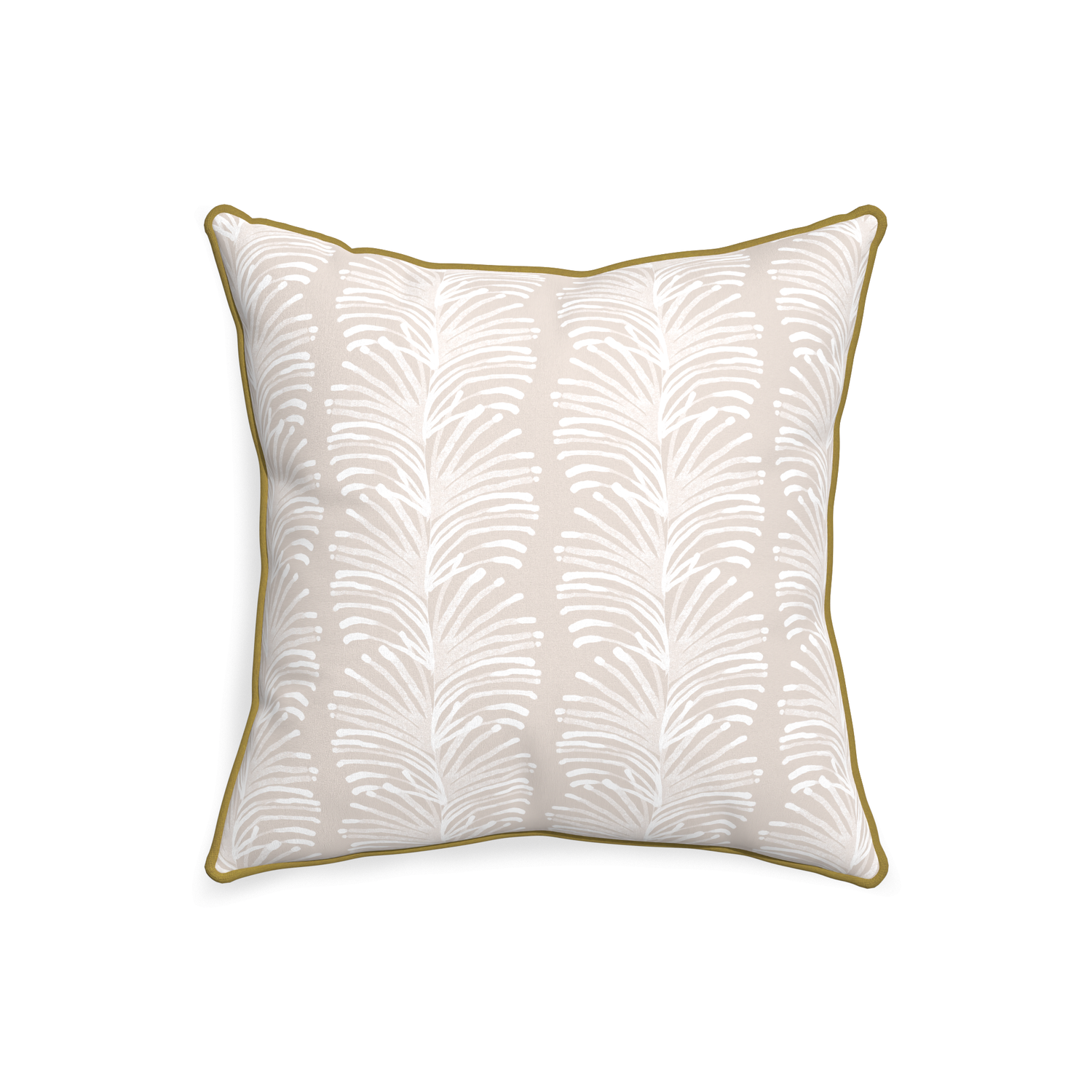 20-square emma sand custom sand colored botanical stripepillow with c piping on white background