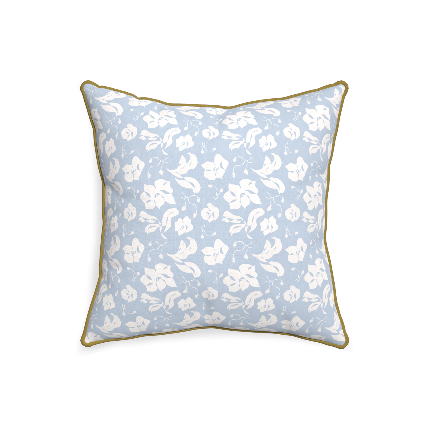 20-square georgia custom cornflower blue floralpillow with c piping on white background