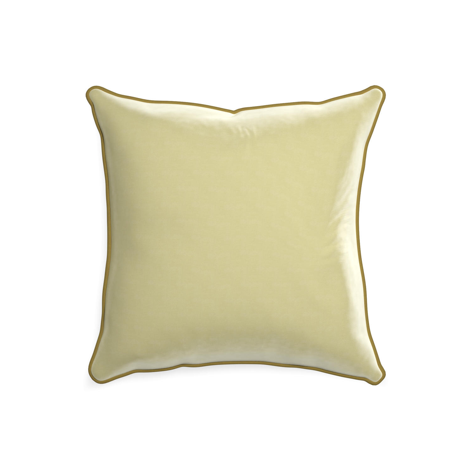 20-square pear velvet custom light greenpillow with c piping on white background