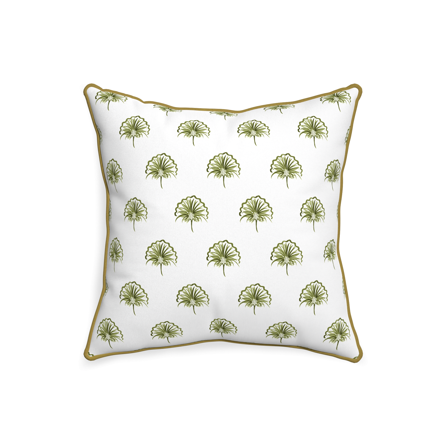 20-square penelope moss custom green floralpillow with c piping on white background
