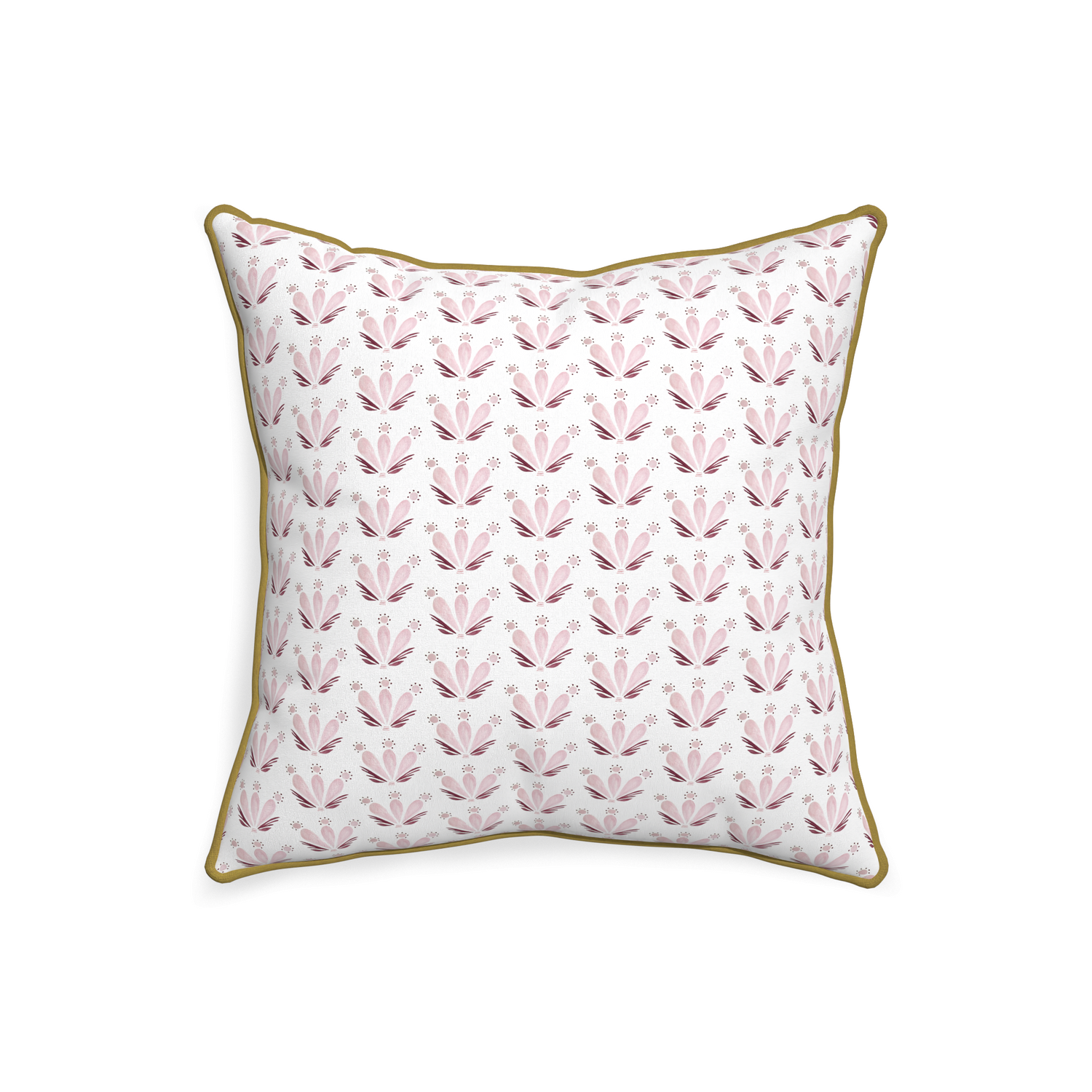 20-square serena pink custom pink & burgundy drop repeat floralpillow with c piping on white background