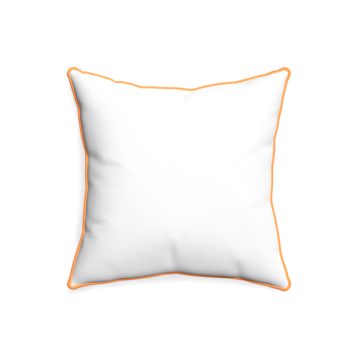 20-square snow custom pillow with clementine piping on white background
