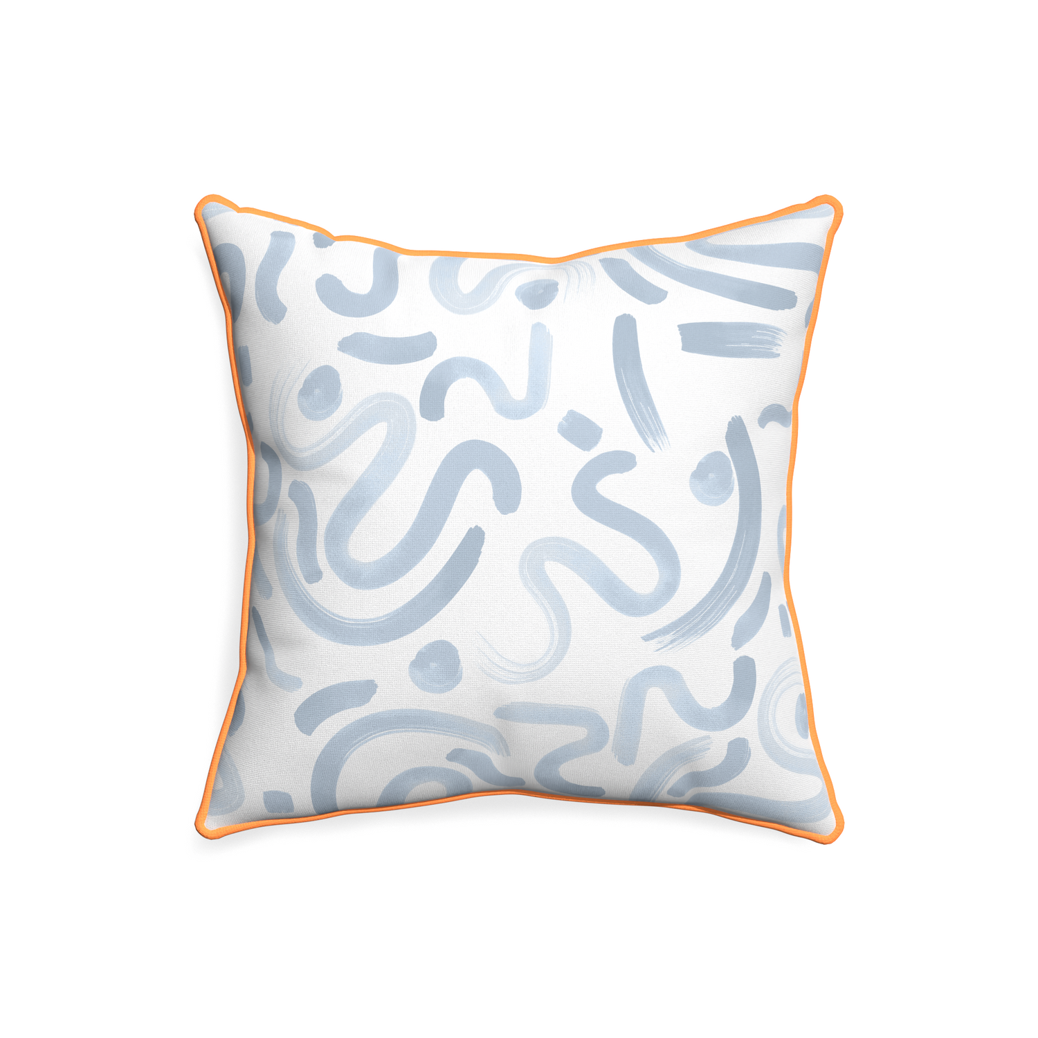 20-square hockney sky custom pillow with clementine piping on white background