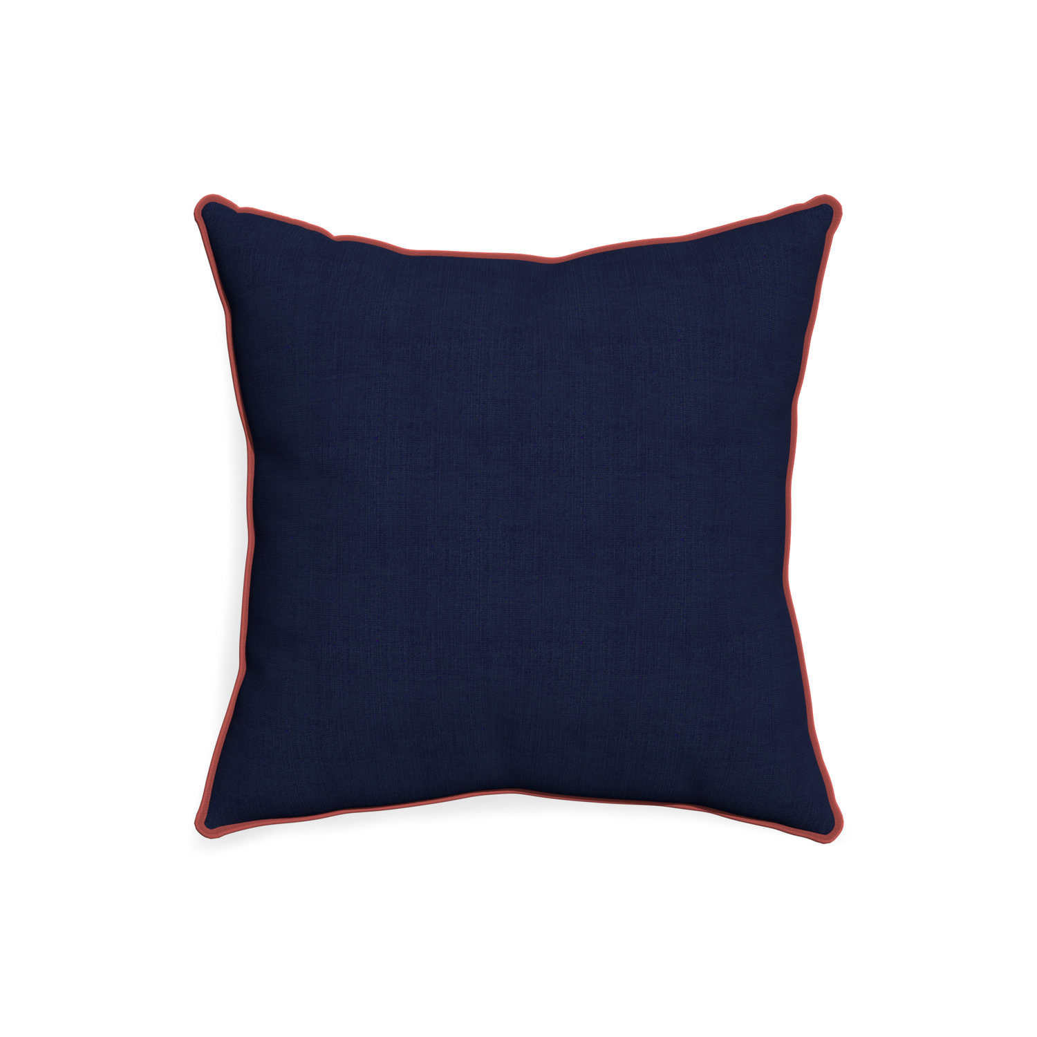 20-square midnight custom pillow with c piping on white background