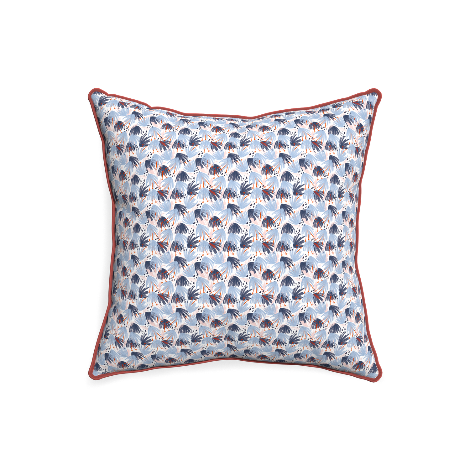 20-square eden blue custom pillow with c piping on white background