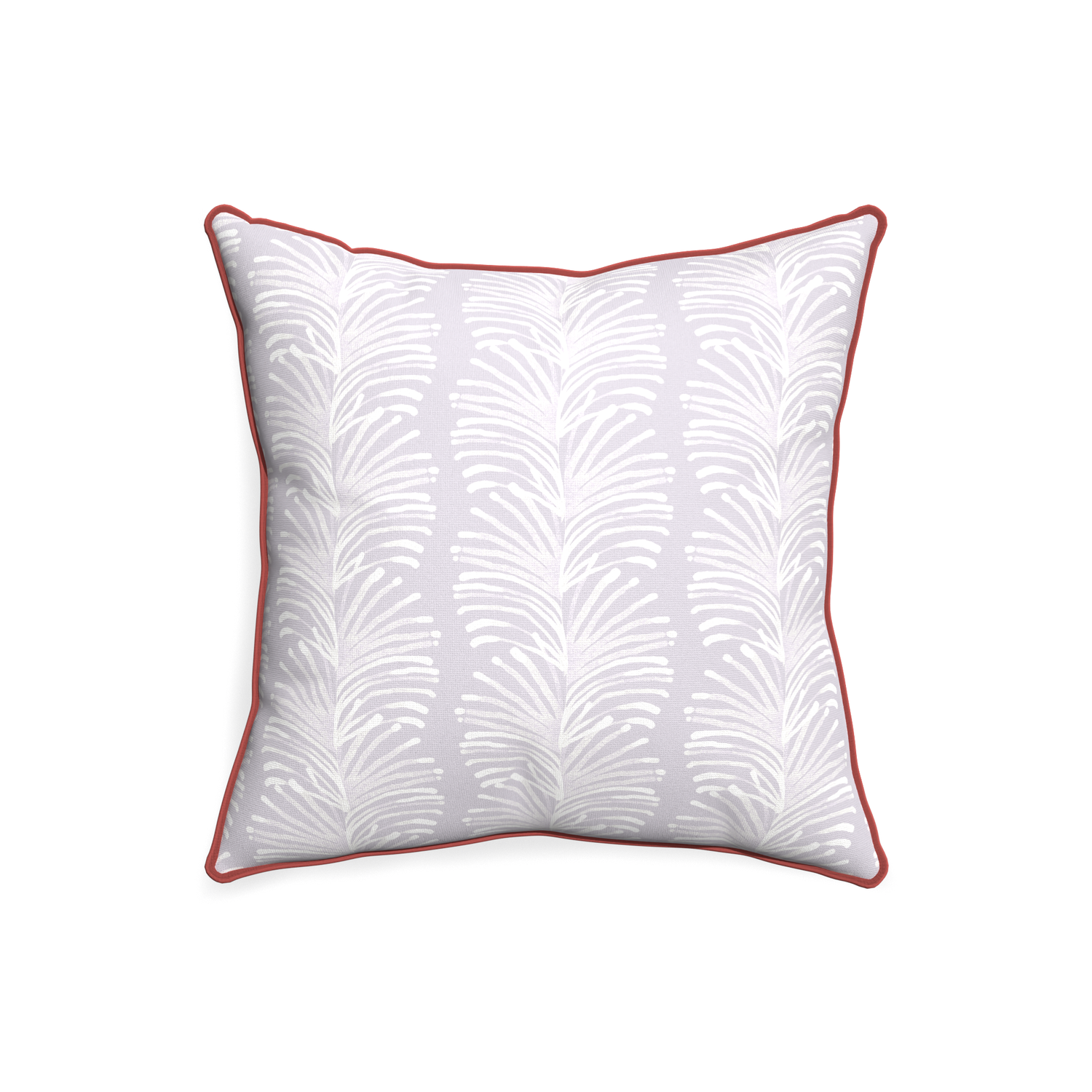 20-square emma lavender custom pillow with c piping on white background